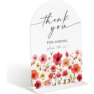 2 x Acrylic Wedding Signs Thank You for Coming Please Take One Sign, 6x8" Arch Acrylic Table Decor, Love Is In Bloom & Baby In Bloom Decorations for Baby Shower Bridal Shower Engagement Party