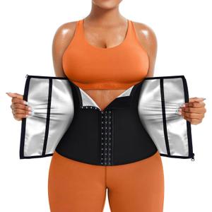 TrainingGirl Waist Trainer for Women Lower Belly Waist Trimmer Corset Tummy Wrap Workout Sweat Belt Band Sports Sauna Suit (Large, Black-silver Inner)