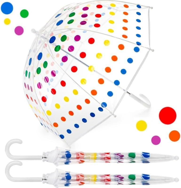 2 Pack Clear Bubble Umbrella, 28 Inch Small Cute Dot Dome Umbrella with Easy Grip Handle, Lightweight Protection Umbrellas for Rain and Wind, Safety Transparent Fashion Umbrellas