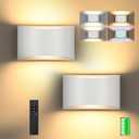 TRLIFE Rechargeable Battery Operated Wall Sconces, Remote Control Dimmable LED Wall Sconce 3000K/4000K/6000K Rechargeable Wall Lights Wall Mounted Light for Bedroom Living Room Hallway(White,2P)