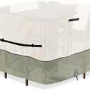 Square Patio Furniture Cover for 5-Piece Bar Height Patio Dining Set Covers,100% Waterproof Outdoor 66 Inch Square High Wicker Bar Table and Chairs Cover, Beige