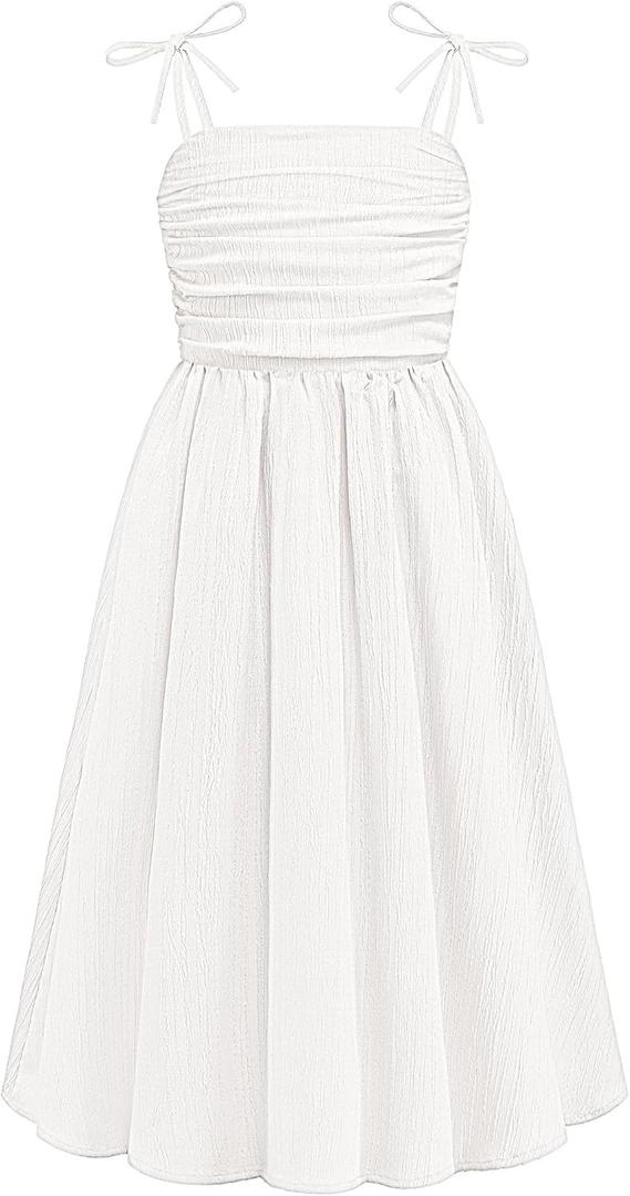 Arshiner Girls Summer Dress Maxi Spaghetti Strap Ruched Flowy Beach Boho Casual Teen Girl Sundress size 8