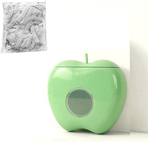 Pack of 2 VGAZE Plastic Wrap Storage Box, Punch-Free Extractable Storage for Fresh Multi-Functional Dispenser, Apple Shaped Wall-Mounted Plastic Wrap Storage Box dispenser with 100 Crisper Wraps (C)
