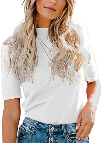 LIYOHON Womens Tops Dressy Casual Mock Turtleneck Business Short Sleeve T Shirts Going Out Tops 2025 M