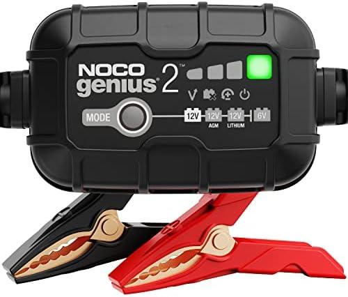 NOCO GENIUS2: 2A 6V/12V Smart Battery Charger – Automatic Maintainer, Trickle Charger & Desulfator with Overcharge Protection & Temperature Compensation – For Lead-Acid & Lithium Batteries