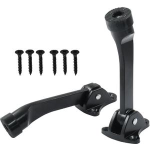 Luomorgo 2 Pack Kickdown Door Stopper, Heavy Duty Door Stop with Anti-Slip Rubber Tip, 4 Inch Door Stops Holder Kickdown Doorstop for Bottom of Door, Black