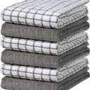 Bumble Kitchen Towels | 100% Cotton Dish Towels with Hanging Loop | 16"x 28" | 380GSM | Absorbent Kitchen Towel Set | 6 Pack, Gray (Grey)