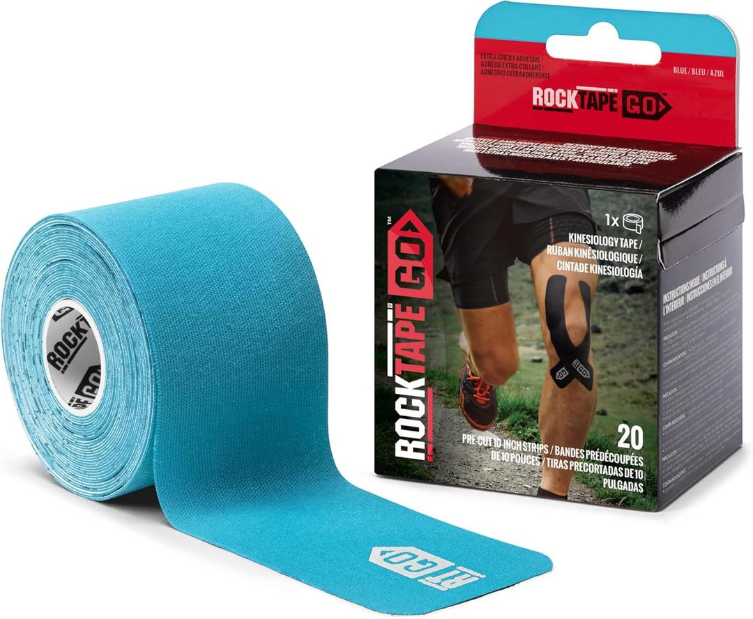RockTape Go Extra-Sticky Adhesive Pre-Cut Kinesiology Tape (Blue)