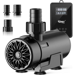 hygger 15W-100W Water Pump with Controller (Up to 3430GPH), Submersible/Inline Return Pump with Adjustable Mode/Flow, 2 Fountain Pump with 2 Inlet Cover and 3 Nozzles, for Fish Tank, Pond, Aquarium