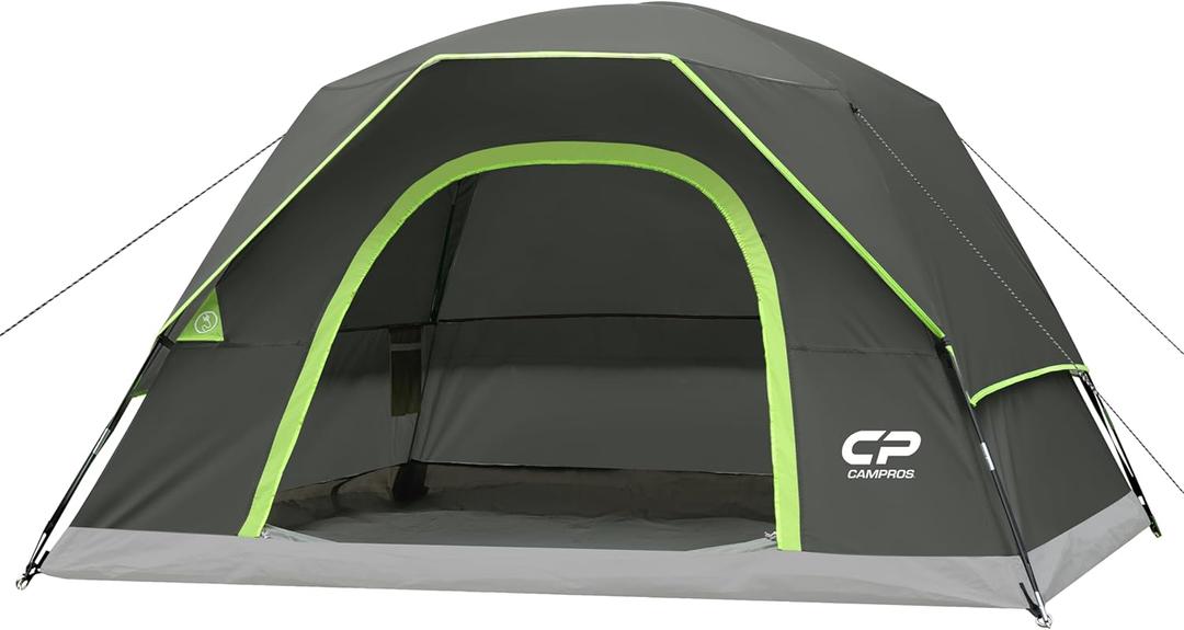 CAMPROS CP Tents for Camping 4 Person Tent Waterproof Windproof Double Layer Camping Tent, Easy Setup Dome Tent with Large Mesh Windows & Wider Door for Outdoor Camping & Hiking (Deep Gray)