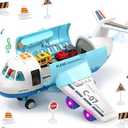 Toy Airplane with Smoke, Lights & Sounds, Friction Powered Plane Toy for Kids, Boys and Girls
