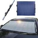 Car Retractable Windshield Sun Shade, 27.6"×60" Large Sunshade Protector Blocks 99% UV Rays, Auto Retractable Front Windshield Sunshade for Trucks, SUVs, Car Accessories