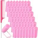 Syhood 48 Pcs Foam Sponge Hair Rollers Soft Sleeping Curlers Flexible Sponge Curler and Rat Tail Comb for Women Hairdressing Styling(Pink,0.98 inch)