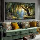 Green Willow Tree Canvas Wall Art Large Botanical Nature Wall Painting, 58"L x 29"W