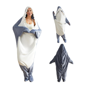Wearable Shark Blanket Hoodie, Soft Warm Fleece Costume Onesie Pajamas, Hooded Sleeping Bag, Gifts for Men Women Adults Kids S