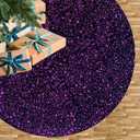 Purple Tree Skirts Christmas 21 Inch Sequin Glitter Tree Skirts Velvet Fabric Decoration Halloween Tree Skirt Glittery Pencil Tree Skirt for Festival Holiday Party Purple Ornament Decorations