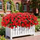 Alupssuc 8 Large Bundles Artificial Flowers for Outdoors Spring Decoration, UV Resistant Faux Flowers Silk Camellia Realistic Fake Flowers for Yard Patio Planter Porch Balcony Garden, Red
