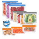 Lerine 10 Pack Dishwasher Safe Reusable Bags, Leakproof Reusable Freezer Bags, BPA Free Food Storage Bags for Marinate Food Travel - 3 Gallon 4 Sandwich 3 Snack