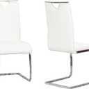 Sunset Trading Doral Faux Leather Upholstered Dining Chairs | S-Shaped Chrome Cantilever Base | White Padded Seats & High Backs | Set of 2 | Contemporary, Modern Kitchen Accent Sidechairs