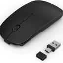 Wireless Mouse for Laptop/MacBook Air/Pro & iPad, Mouse Jiggler Mode Bluetooth 5.2/2.4G Rechargeable Silent Click 3-Level DPI Slim Portable USB-A&C Receiver (Mouse Jiggler Mode, Black)