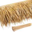 Sawysine Mexican Roof Thatch Tiki Hut Grass Skirting Palm Thatch Rolls for Tiki Bar Duck Blind Patio Umbrella Artificial Palapa Decorations(1.6 x 9.8 ft,Yellow)