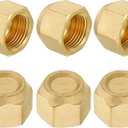 PATIKIL 5/8" Brass Flare Cap, 7/8-14UNF Female Thread 6Pcs SAE Flare Fitting 45 Degree Hex Pipe Fittings for Air Conditioner Refrigeration