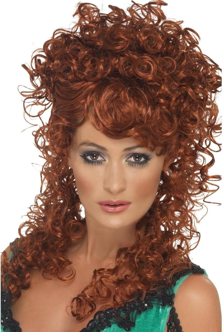 Smiffy's Women's Saloon Girl Wig Auburn Long and Curly