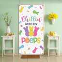 2 x Easter Door Cover, Happy Easter Bunny Door Decorations Chillin With My Bunny Egg Hanger Easter Front Door Banner Welcome Door Porch Sign Party Supplies