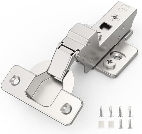 Chibery 10 Pack 120° Inset Frameless Soft Close Cabinet Hinge, Euro Concealed, 45mm, Easy Mounting Base, 3D Adjustable Clip-On Plate, Slow Shut, Crash Prevention Cupboard Heavy Door Replacement