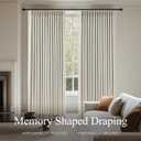 Pinch Pleated Curtains 100% Blackout Linen Curtains 95 Inches Long for Bedroom Living Room, Natural Memory Trained Thermal Insulated Room Darkening Window Pleat Drapes with Hooks, 2 Panels, 40"Wx95"L