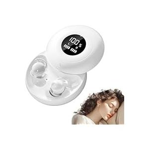 sunvito Sleep Earbuds Bluetooth 6.0, Mini Invisible Silicone Sleep Earbuds for Side Sleepers, Noise Blocking Sleeping Headphones, Hidden Earbuds with LED Display for Small Ears, Sleep & Relax (White)