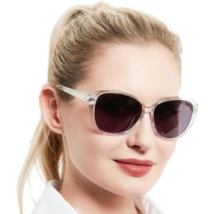 MARE AZZURO Round Reading Sunglasses Women Oversized UV Readers 100 150 200 250 300 350 (Transparent, 2.00)