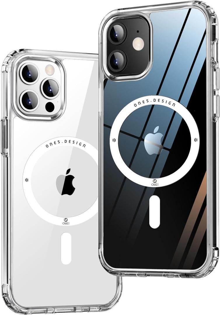 ONES for iPhone 12/12 Pro Case, Hybrid Magnetic Phone Case, Compatible with MagSafe, Military Grade Protection, Shockproof Airbag, Anti-Yellow Silicone Cover, Scratch-Resistant, Thin, Clear