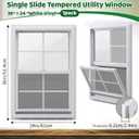 Pushglossy 24" x 36" Vinyl Single Hung Window Household Sliding Window with Double Pane Insulated Tempered Glass Lower Tilt Sash Screen Energy Efficient for House Mobile Home Basement Shed, White