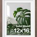 Egofine 12x16 Picture Frame Made of Solid Wood with Plexiglass, Display Pictures 9x12/11x14 with Mat or 12x16 Without Mat for Wall Mounting, Rustic Brown