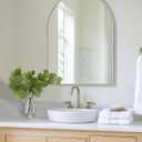 Artificial Eucalyptus Stems in Glass Vase with Realistic Faux Water - 5-Pack Real Touch Faux Greenery Stems, Dual-Sided Lifelike Leaves for Wedding Centerpieces, Home & Office Decor (Gray Glass)