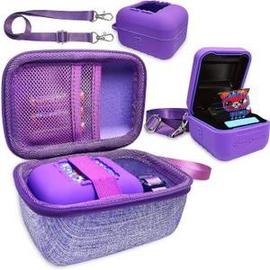 JCHPINE Hard Carrying Case and Silicone Cover for Bitzee Interactive Toy Digital Pet, Protective Case for Bitzee Virtual Electronic Pets Accessories (for Original 15 Animals) (Purple)
