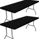 Spandex 4 Foot Rectangle Table Cloth 2 Pack, Elastic Fitted Tablecloths for Picnic, Stretch Washable Patio Table Cover for Outdoor, Camping, Banquet and Parties (Black, 24"x48")