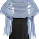 Baoqiya Women's Shawls and Wraps for Evening Dress Chiffon Shawl Soft Elegant Silky Pashmina Wedding Bridal Scarf (Blue Grey, Length(79") * Width(19"))