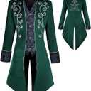 Medieval Clothing Men's Costumes Steampunk Jacket, Victorian Gothic Tailcoat, Halloween Pirate Vampire Costumes (X-Large, Green)