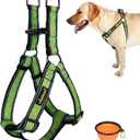 No Pull Dog Harness with Reflective Adjustable,Stops Pets from Pulling and Choking On Walks for  Dogs, (Green, L)