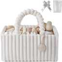 Blissful Diary Flannel Diaper Caddy Organizer, included Gift Packaging, Cozy Nursery Storage Basket, Gift for Baby Shower, Newborn Essentials, Cream Beige