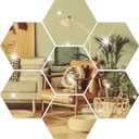DIY Wall Decals Acrylic Mirror Sticker Set, Hexagon Mirror Wall Stickers for Living Room Bedroom Decor (Gold) (20*17*10cm)
