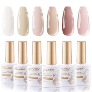 GELLEN Gel Nail Polish Kit, 6 Colors White Pink Gel Polish Kit, Soak off UV/LED Nail Lamp Nail Polish Set, Nail Art DIY Manicure Gift for Her