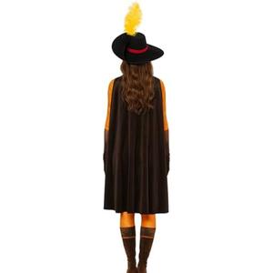 Womens Halloween Yellow Cat Bodysuit With Hat and Cloak Adult Cosplay Jumpsuit Dress Up Outfit XL