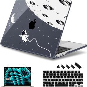 May Chen Compatible with M4 MacBook Air 15 inch Case 2025 2024 2023 A3241 A3114 M3 A2941 M2 with Liquid Retina Display & Touch ID, Plastic Hard Shell with Keyboard Cover - Astronaut Flight