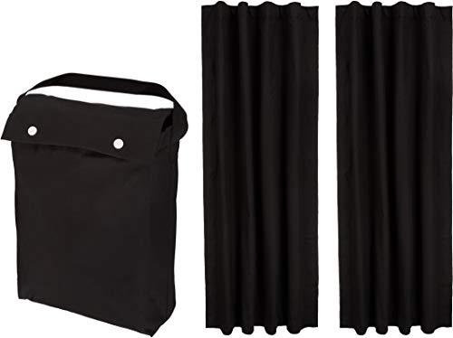 Amazon Basics Portable Energy Saving Noise Reducing Blackout Curtain Shade with Suction Cups, Fits Windows, 50"W x 78"L, Black, 2-Pack