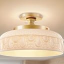 Lamomo Semi Flush Mount Ceiling Light,White Glass Shade Gold Hallway Light Fixture,3-Bulb Globe Glass Close to Ceiling Scone,Indoor Hanging Light for Bedroom Kitchen Porch Hallway,Bulbs Not Included