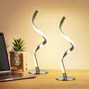 Yarra-Decor Modern Spiral Bedside Lamp - 3 Colors Touch Control LED Table Lamp, Stepless Dimmable Nightstand Lamps for Bedroom Living Room & Office(3000K 4000K 5000K) (Silver 2 Pack)
