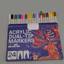 ARTISTRO 24 Dual Tip Acrylic Paint Markers - Art Painting Kit Easy for All Ages & Levels Acrylic Paint Pens for Fabric, Rocks, Paper, Wood, Canvas, Glass, DIY (Dual Tip Brush + Fine)